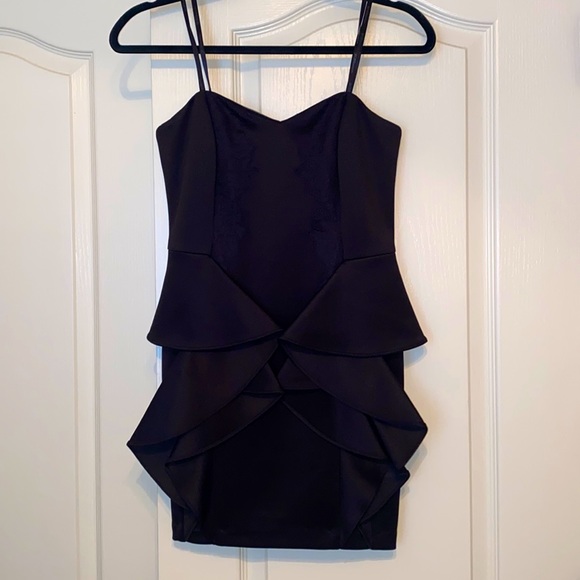 BCBGeneration Black Lace Ruffle Cocktail Dress - Picture 1 of 7